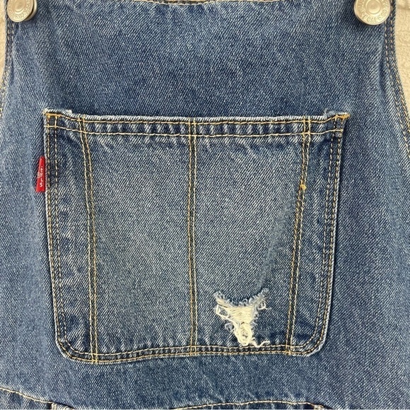 Levi's Denim Distressed Shortall Kids Size 16 - Picture 3 of 14